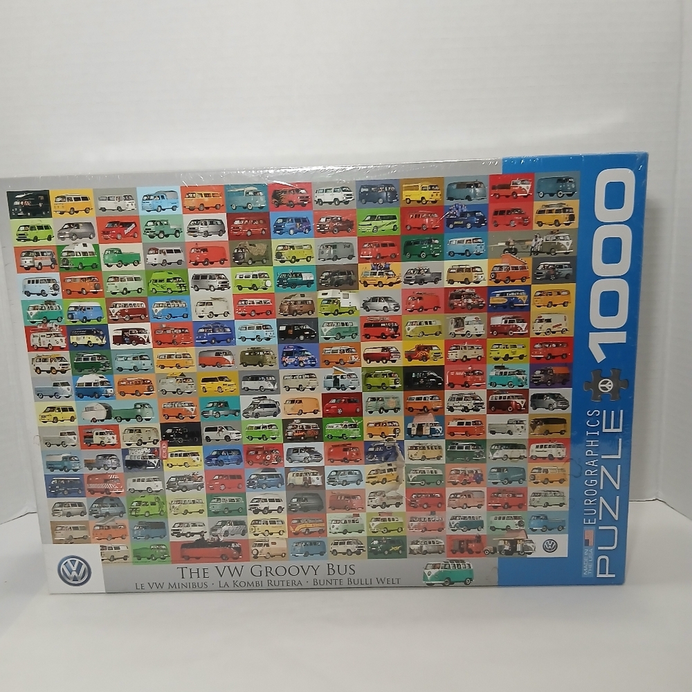 VW Groovy Bus Jigsaw Puzzle Eurographics 1000 Pieces 19 1/4 x 26 5/8 Inch Sealed